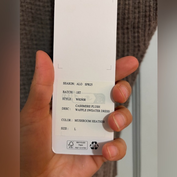 NWT ALO Yoga Cashmere Mushroom Heather Waffle Sweater Dress size Large - Picture 4 of 6